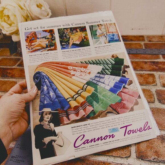 1940 Vintage Cannon Towels Print Ad Colorful Summer Towels Retro Home Decor - Picture 11 of 12
